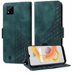 For Realme C11 2021 Embossed Rhombus Starry Leather Phone Case(Green)