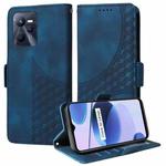 For Realme C35 4G Embossed Rhombus Starry Leather Phone Case(Blue)