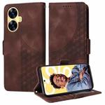 For Realme C55 Embossed Rhombus Starry Leather Phone Case(Brown)