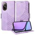 For Realme 12 Lite 4G Global Embossed Rhombus Starry Leather Phone Case(Purple)