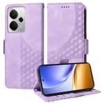 For Realme 14 Global Embossed Rhombus Starry Leather Phone Case(Purple)