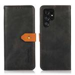 For Samsung Galaxy S25 Ultra 5G KHAZNEH Dual-color Cowhide Texture Flip Leather Phone Case(Black)