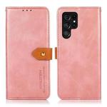 For Samsung Galaxy S25 Ultra 5G KHAZNEH Dual-color Cowhide Texture Flip Leather Phone Case(Rose Gold)