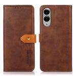 For Samsung Galaxy S25 Edge 5G KHAZNEH Dual-color Cowhide Texture Flip Leather Phone Case(Brown)
