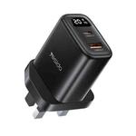 Yesido YC87 PD 20W USB-C / Type-C + USB Digital Display Charger, Specification:UK Plug(Black)