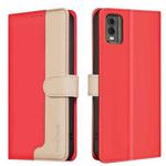 For Nokia C32 Color Matching RFID Anti-theft Leather Phone Case(Red)