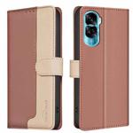 For Honor 90 Lite / X50i Color Matching RFID Anti-theft Leather Phone Case(Brown)