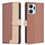 For Honor X7a Color Matching RFID Anti-theft Leather Phone Case(Brown)