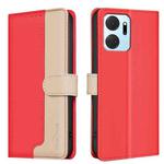 For Honor X7a Color Matching RFID Anti-theft Leather Phone Case(Red)