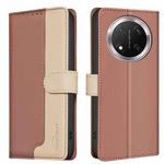 For Honor X9c 5G Global Color Matching RFID Anti-theft Leather Phone Case(Brown)