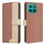 For Honor X8c 4G Color Matching RFID Anti-theft Leather Phone Case(Brown)