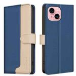 For iPhone 15 Color Matching RFID Anti-theft Leather Phone Case(Blue)