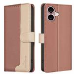 For iPhone 16 Color Matching RFID Anti-theft Leather Phone Case(Brown)