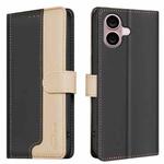 For iPhone 16 Plus Color Matching RFID Anti-theft Leather Phone Case(Black)