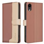 For iPhone XR Color Matching RFID Anti-theft Leather Phone Case(Brown)