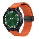 20mm Magnetic Black Buckle Silicone Leather Watch Band(Orange)