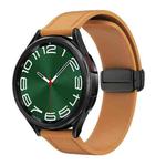 20mm Magnetic Black Buckle Silicone Leather Watch Band(Light Brown)