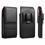 For 6.2-6.5 inch Vertical Style Lamb Texture Wear-resistant Card Slot Waist Bag Leather Phone Case(Black)