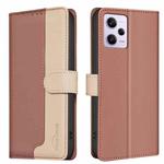 For Xiaomi Poco X5 Pro Color Matching RFID Anti-theft Leather Phone Case(Brown)