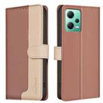 For Xiaomi Redmi Note 12 5G Global / Poco X5 Color Matching RFID Anti-theft Leather Phone Case(Brown)