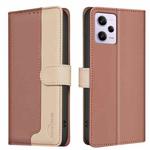 For Xiaomi Redmi Note 12 Pro Global Color Matching RFID Anti-theft Leather Phone Case(Brown)
