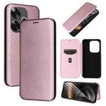 For Xiaomi Redmi Turbo 3 / Poco F6 Carbon Fiber Texture Flip Leather Phone Case(Pink)