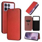 For Redmi K70 Carbon Fiber Texture Flip Leather Phone Case(Brown)