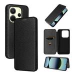 For Xiaomi Poco M7 Pro 5G / Redmi Note 14 5G Carbon Fiber Texture Flip Leather Phone Case(Black)