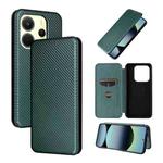 For Xiaomi Poco M7 Pro 5G / Redmi Note 14 5G Carbon Fiber Texture Flip Leather Phone Case(Green)