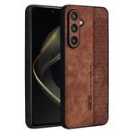 For Samsung Galaxy S24 FE 5G AZNS 3D Embossed Skin Feel Phone Case(Brown)