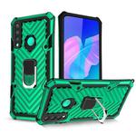For Huawei Y7p Cool Armor PC + TPU Shockproof Case with 360 Degree Rotation Ring Holder(Dark Green)
