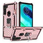 For Motorola Moto G8 Cool Armor PC + TPU Shockproof Case with 360 Degree Rotation Ring Holder(Rose Gold)