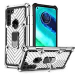 For Motorola Moto G8 Cool Armor PC + TPU Shockproof Case with 360 Degree Rotation Ring Holder(Silver)
