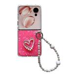 For Honor Magic V Flip Shell Pattern DIY Phone Case with Love Bracelet(Rose Red)