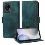 For vivo Y11 2023 / Y02 4G Embossed Rhombus Starry Leather Phone Case(Green)