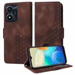 For vivo Y02s / Y56 5G Global Embossed Rhombus Starry Leather Phone Case(Brown)