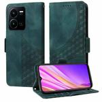 For vivo Y35 4G / Y22s / Y22 Embossed Rhombus Starry Leather Phone Case(Green)