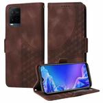 For vivo Y21 2021 / Y21s Embossed Rhombus Starry Leather Phone Case(Brown)