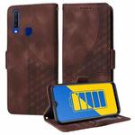 For vivo Y17 / Y15 / Y12 Embossed Rhombus Starry Leather Phone Case(Brown)