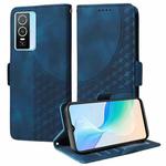 For vivo Y76 5G / Y76s Embossed Rhombus Starry Leather Phone Case(Blue)