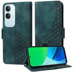 For vivo Y19s Embossed Rhombus Starry Leather Phone Case(Green)