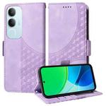 For vivo Y19s Embossed Rhombus Starry Leather Phone Case(Purple)