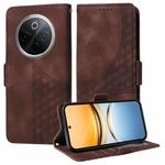 For vivo Y300 Pro Embossed Rhombus Starry Leather Phone Case(Brown)