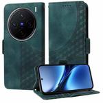 For vivo X200 Embossed Rhombus Starry Leather Phone Case(Green)