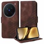 For vivo X200 Pro Embossed Rhombus Starry Leather Phone Case(Brown)