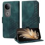 For vivo S20 Embossed Rhombus Starry Leather Phone Case(Green)