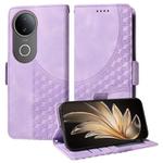 For vivo S20 Embossed Rhombus Starry Leather Phone Case(Purple)