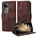 For vivo S20 Pro Embossed Rhombus Starry Leather Phone Case(Brown)