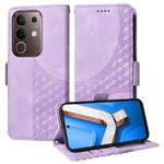 For vivo Y29 4G Embossed Rhombus Starry Leather Phone Case(Purple)