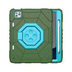 For iPad Pro 11 2022 / 2021 / 2020 Spider Turntable Handle Stress Relief Tablet Case(Army Green Blue)